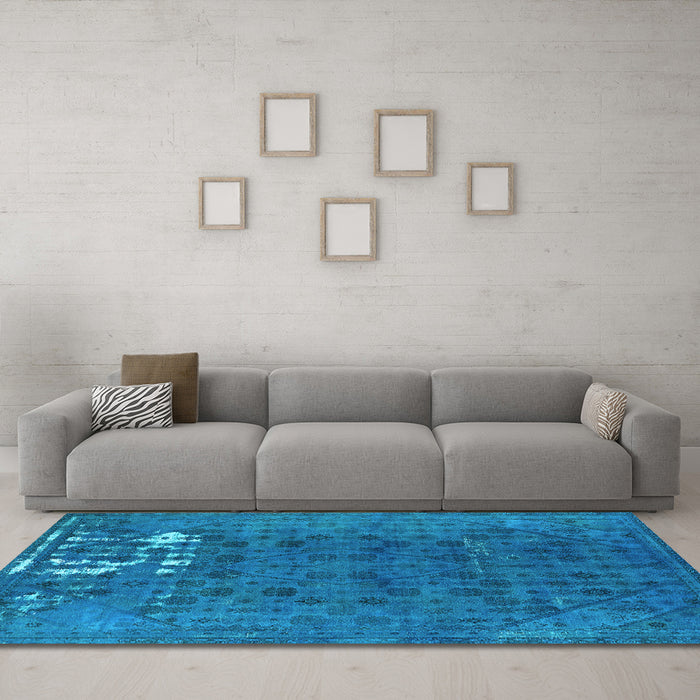 Machine Washable Persian Light Blue Bohemian Rug in a Living Room, wshurb1083lblu