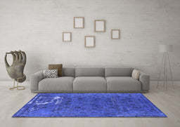 Machine Washable Persian Blue Bohemian Rug in a Living Room, wshurb1083blu