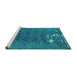 Sideview of Machine Washable Persian Turquoise Bohemian Area Rugs, wshurb1083turq