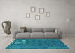 Machine Washable Persian Turquoise Bohemian Area Rugs in a Living Room,, wshurb1083turq