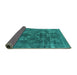 Sideview of Oriental Turquoise Industrial Rug, urb1084turq