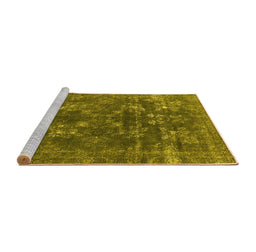 Sideview of Machine Washable Oriental Yellow Industrial Rug, wshurb1084yw