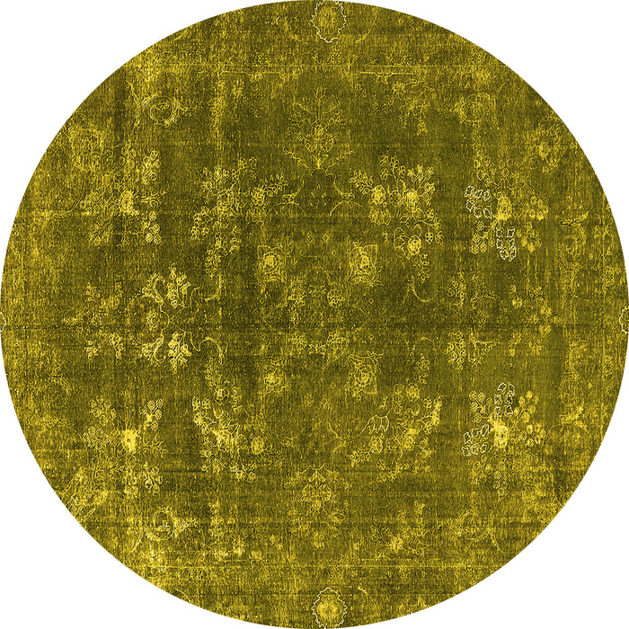 Round Oriental Yellow Industrial Rug, urb1084yw