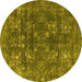 Round Oriental Yellow Industrial Rug, urb1084yw