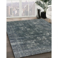 Mid-Century Modern Blue Moss Green Oriental Rug, urb1084