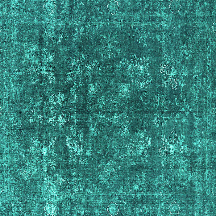 Square Machine Washable Oriental Turquoise Industrial Area Rugs, wshurb1084turq