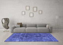 Machine Washable Oriental Blue Industrial Rug in a Living Room, wshurb1084blu