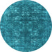 Round Oriental Light Blue Industrial Rug, urb1084lblu