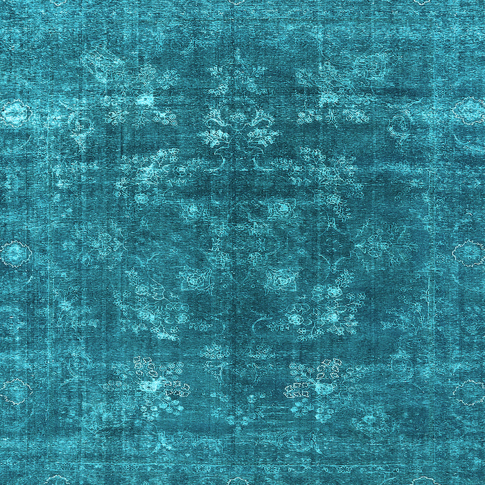 Square Machine Washable Oriental Light Blue Industrial Rug, wshurb1084lblu