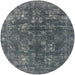 Round Mid-Century Modern Blue Moss Green Oriental Rug, urb1084