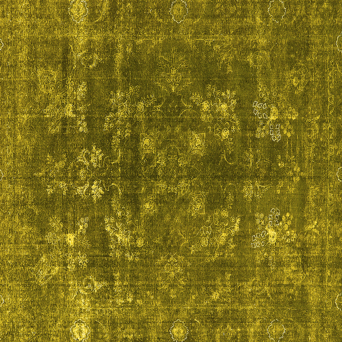 Square Machine Washable Oriental Yellow Industrial Rug, wshurb1084yw