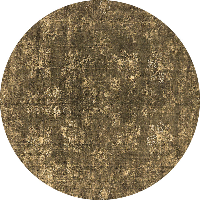 Round Oriental Brown Industrial Rug, urb1084brn