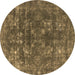 Round Oriental Brown Industrial Rug, urb1084brn