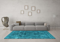 Machine Washable Oriental Light Blue Industrial Rug, wshurb1084lblu