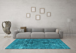 Machine Washable Oriental Light Blue Industrial Rug in a Living Room, wshurb1084lblu