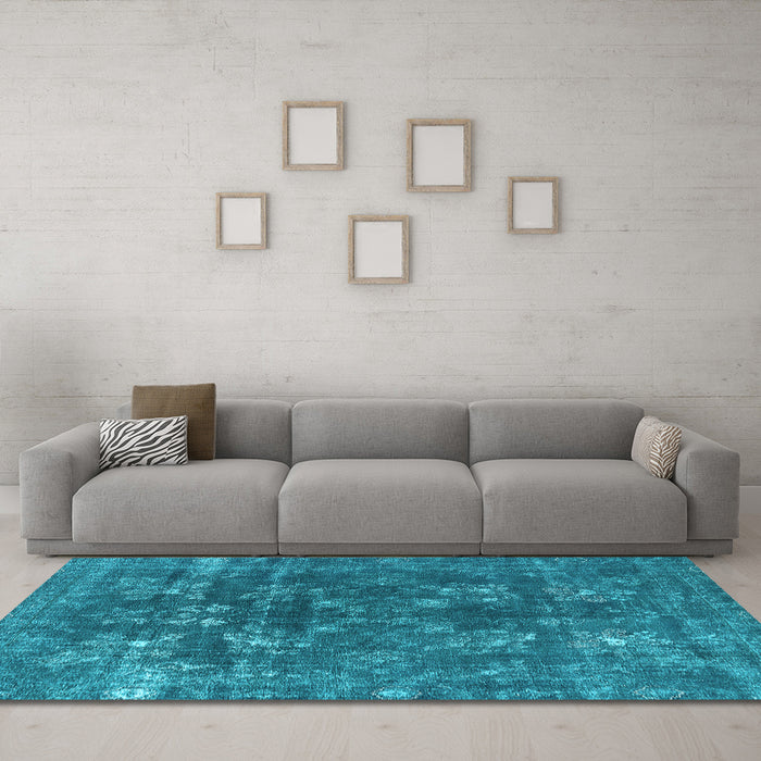 Machine Washable Oriental Light Blue Industrial Rug in a Living Room, wshurb1084lblu