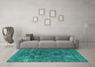 Machine Washable Oriental Turquoise Industrial Area Rugs in a Living Room,, wshurb1084turq