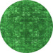 Round Oriental Green Industrial Rug, urb1084grn