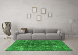 Machine Washable Oriental Green Industrial Area Rugs in a Living Room,, wshurb1084grn