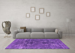 Machine Washable Oriental Purple Industrial Area Rugs in a Living Room, wshurb1084pur