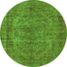 Round Oriental Green Industrial Rug, urb1085grn