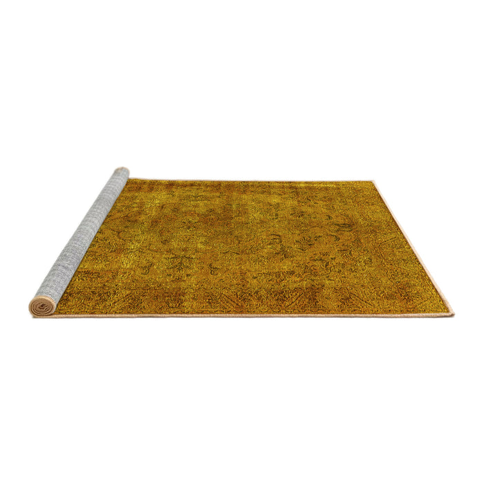 Sideview of Machine Washable Oriental Yellow Industrial Rug, wshurb1085yw