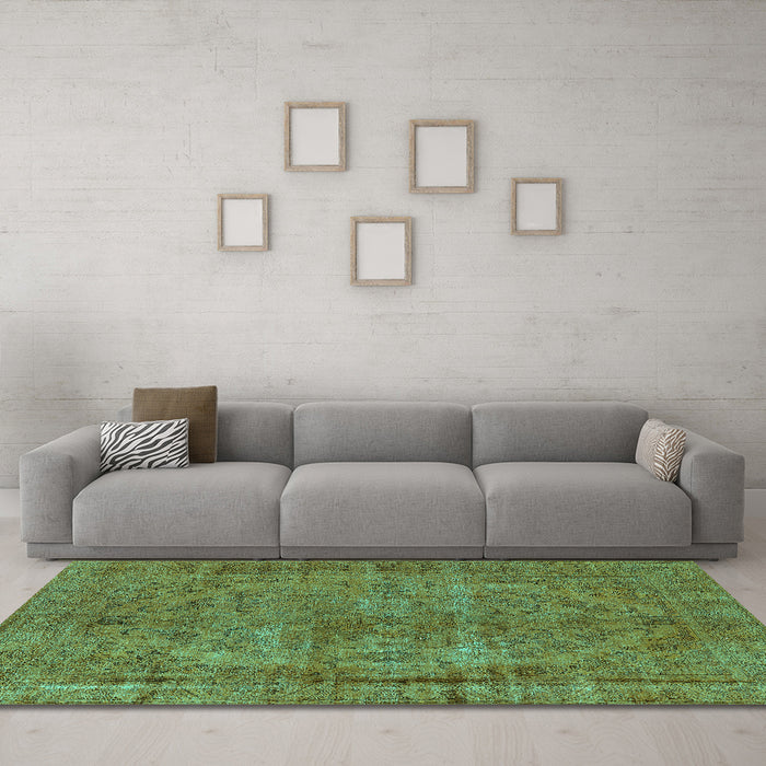 Machine Washable Oriental Turquoise Industrial Area Rugs in a Living Room,, wshurb1085turq