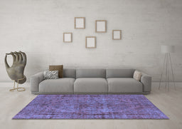 Machine Washable Oriental Blue Industrial Rug in a Living Room, wshurb1085blu
