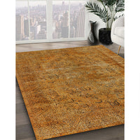 Mid-Century Modern Mahogany Brown Oriental Rug, urb1085