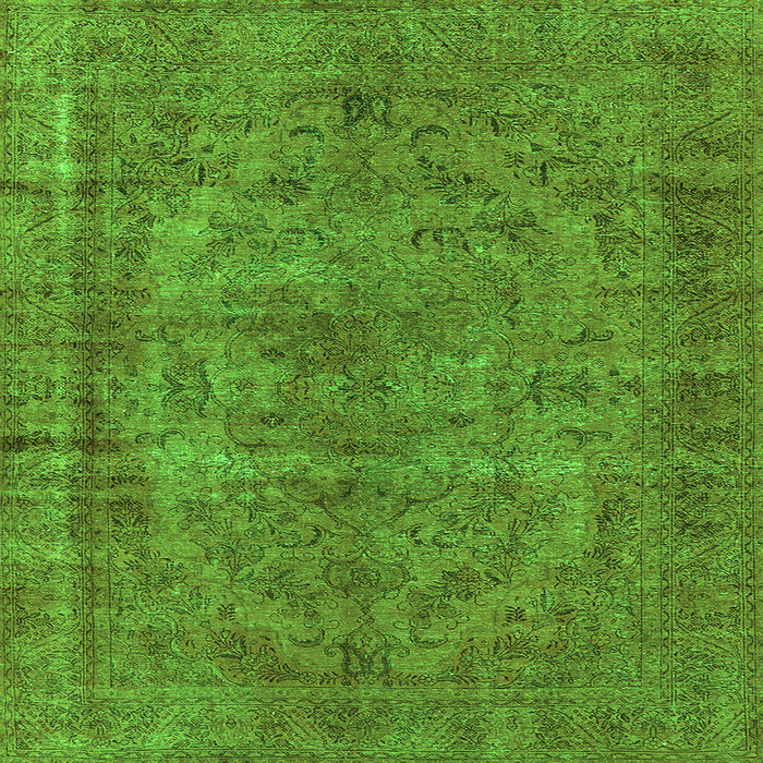 Square Machine Washable Oriental Green Industrial Area Rugs, wshurb1085grn