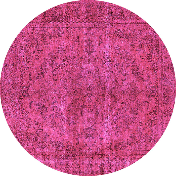 Round Machine Washable Oriental Pink Industrial Rug, wshurb1085pnk