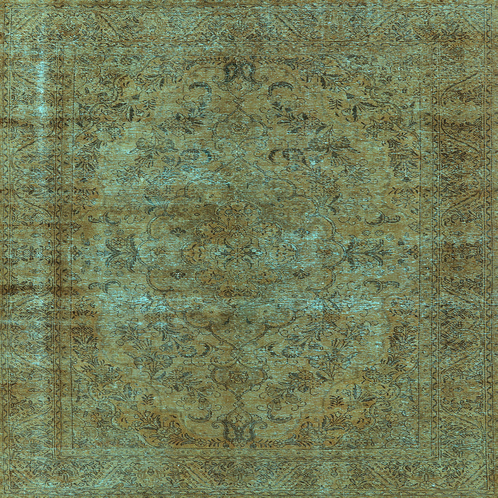 Square Machine Washable Oriental Light Blue Industrial Rug, wshurb1085lblu