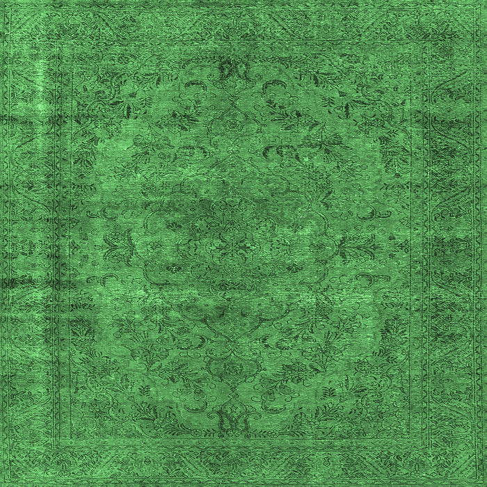 Square Oriental Emerald Green Industrial Rug, urb1085emgrn