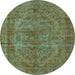 Round Oriental Light Blue Industrial Rug, urb1085lblu