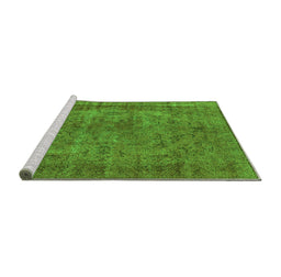 Sideview of Machine Washable Oriental Green Industrial Area Rugs, wshurb1085grn