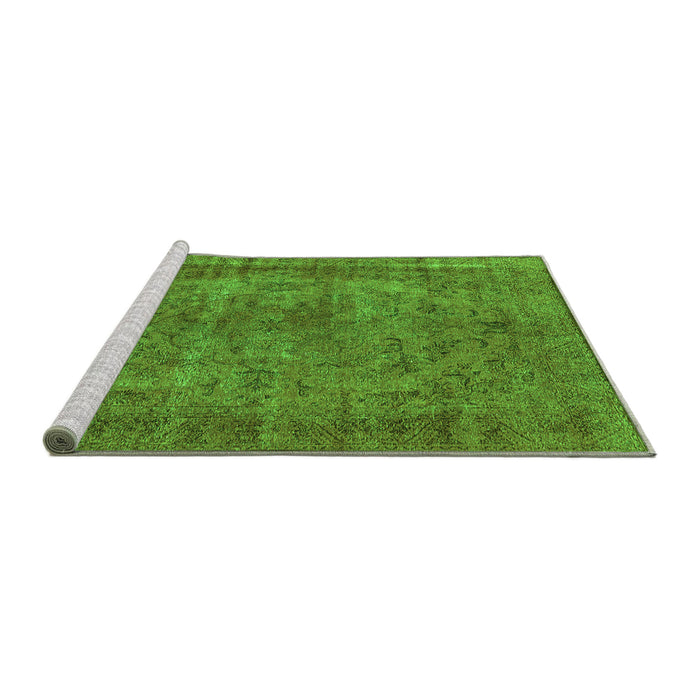 Sideview of Machine Washable Oriental Green Industrial Area Rugs, wshurb1085grn