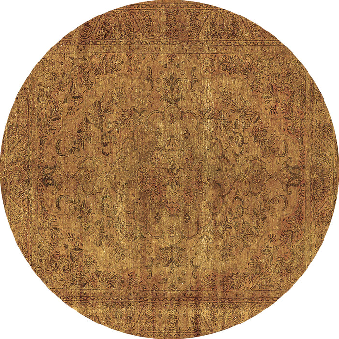 Round Machine Washable Oriental Brown Industrial Rug, wshurb1085brn