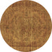 Round Oriental Brown Industrial Rug, urb1085brn