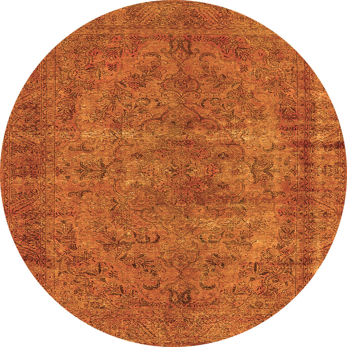 Round Oriental Orange Industrial Rug, urb1085org