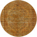 Round Mid-Century Modern Mahogany Brown Oriental Rug, urb1085