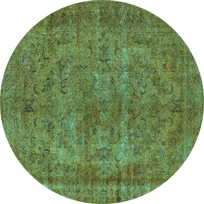 Round Oriental Turquoise Industrial Rug, urb1085turq