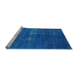 Sideview of Machine Washable Oriental Light Blue Industrial Rug, wshurb1086lblu