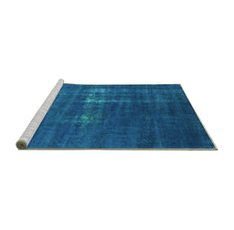 Sideview of Machine Washable Oriental Turquoise Industrial Area Rugs, wshurb1086turq