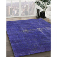 Mid-Century Modern Sapphire Blue Oriental Rug, urb1086