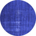 Round Oriental Blue Industrial Rug, urb1086blu