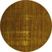 Round Oriental Yellow Industrial Rug, urb1086yw