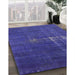 Mid-Century Modern Sapphire Blue Oriental Rug in Family Room, urb1086