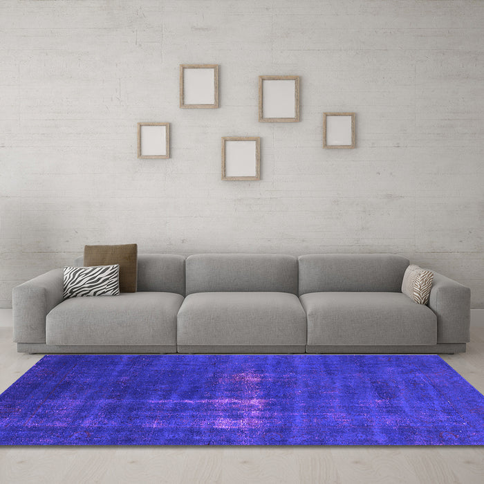 Machine Washable Oriental Purple Industrial Area Rugs in a Living Room, wshurb1086pur