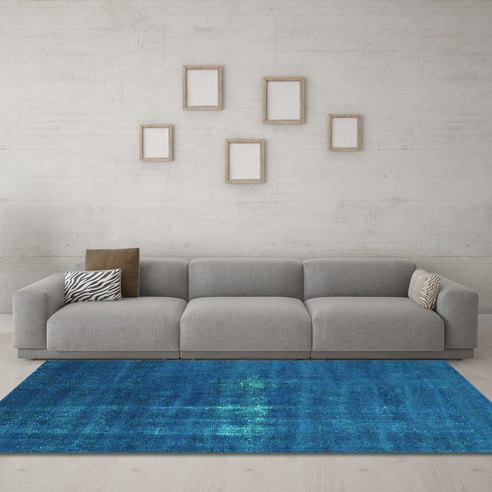 Machine Washable Oriental Turquoise Industrial Area Rugs in a Living Room,, wshurb1086turq