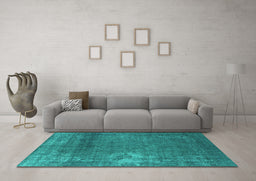 Machine Washable Oriental Turquoise Industrial Area Rugs in a Living Room,, wshurb1087turq
